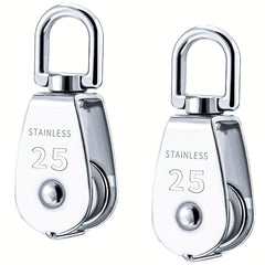 2pcs Stainless Steel Single Pulley Block 360 Swivel Crane Pulley Block
