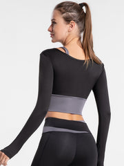 Quick Dry 2-in-1 Padded Workout Top for Women Long Sleeve Yoga Top