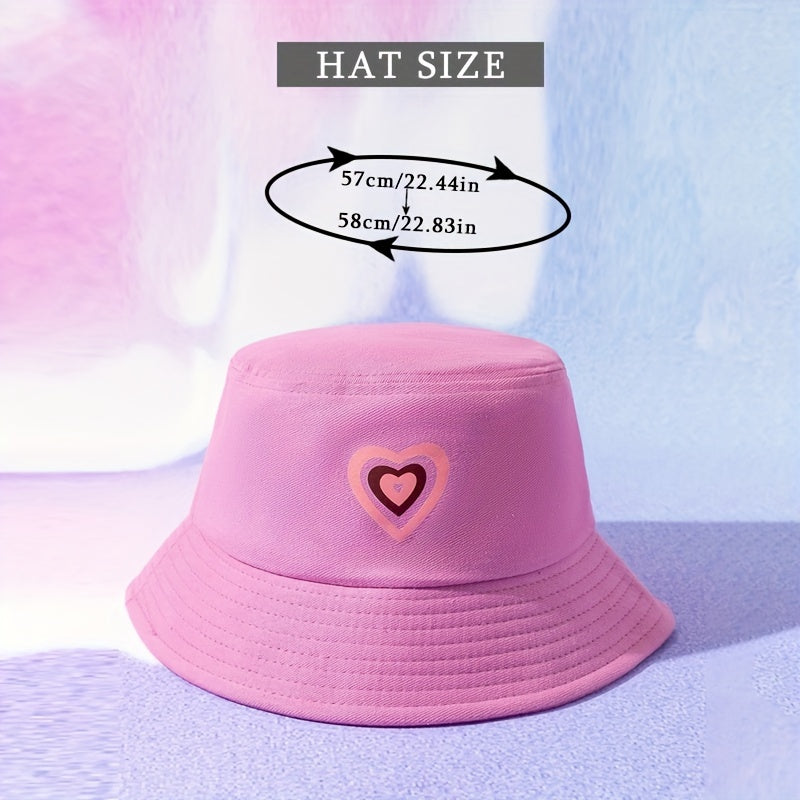 Candy Heart Print Bucket Hat Casual Sun Hat Women's Fisherman Cap