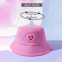 Candy Heart Print Bucket Hat Casual Sun Hat Women's Fisherman Cap