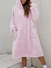 Warm Hooded Robe with Pockets for Women