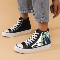 Anime Girl Pattern Lightweight High Top Canvas Sneakers
