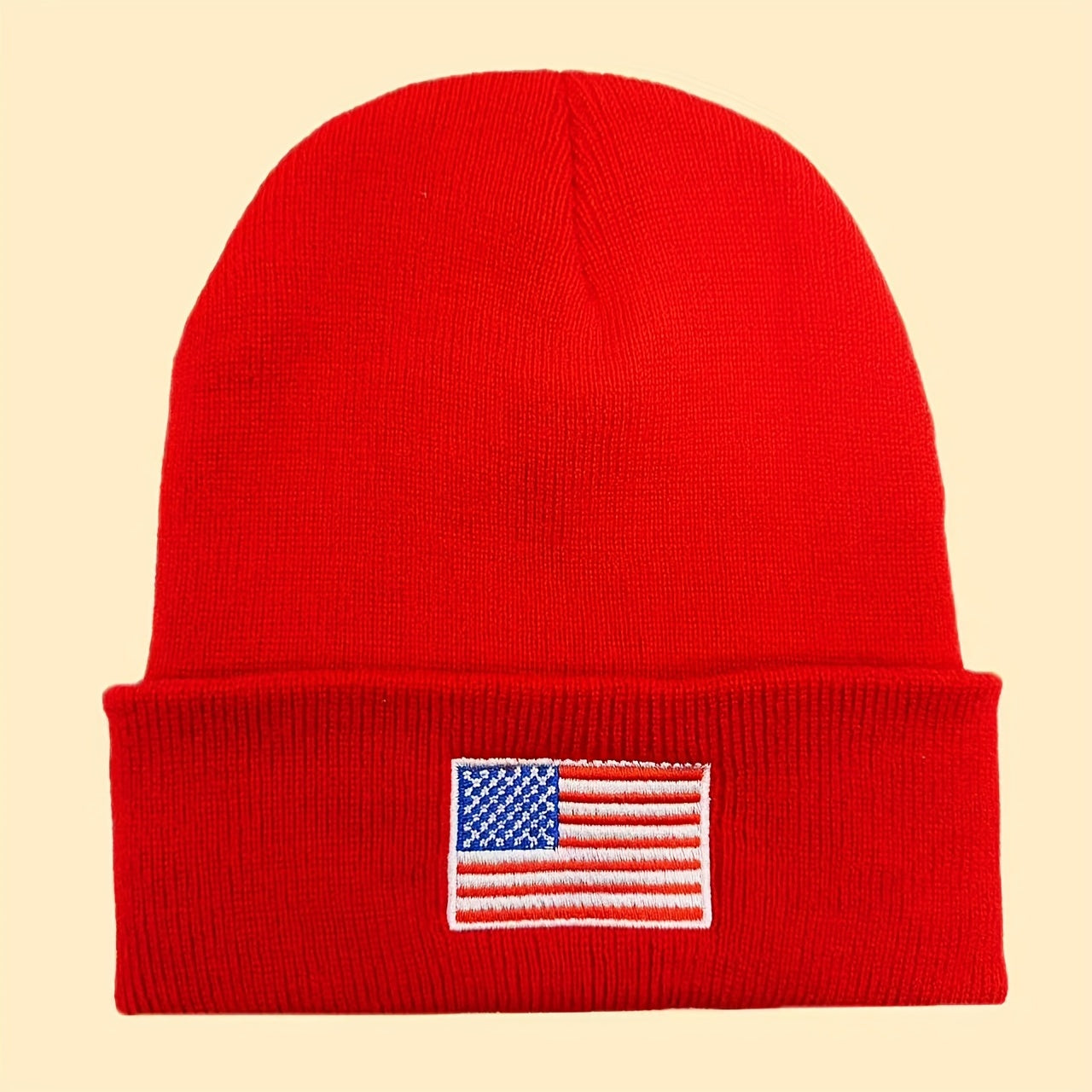 American Flag Embroidered Knitted Hat for Men and Women