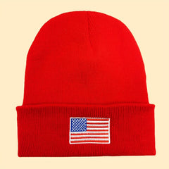 American Flag Embroidered Knitted Hat for Men and Women
