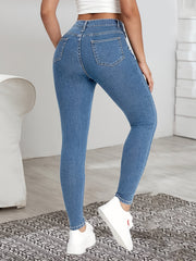 High Waist Pencil Jeans Fitting Ankle Length Denim Pants