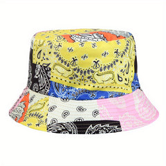 Vintage Paisley Print Bucket Hat Boho Block