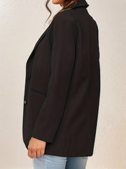 Button Front Notched Collar Blazer Long Sleeve Women's Clothing