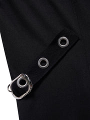 Solid Chain Dress Gothic Vintage V Neck Suspender Dress