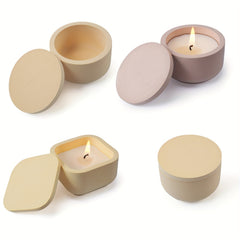 DIY Cement Jar Silicone Mold Gypsum Candle Holder With Lid Resin Mold