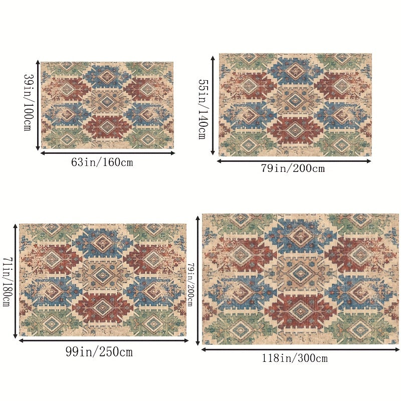 Vintage Persian Area Rug Stain Resistant Washable Rug