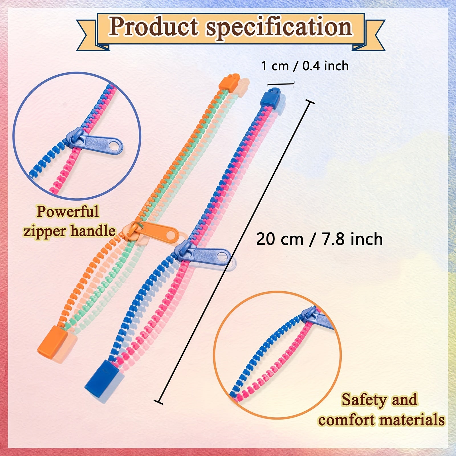 24pcs Fidget Zipper Bracelets Neon Colors - Birthday Party Favors