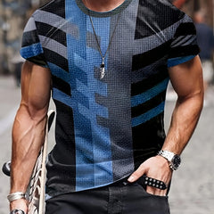 Men's Vintage Printed Sports T-shirt Casual Round Neck Tee Shirt