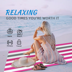 2pcs Striped Pattern Beach Towel Quick Drying Soft Absorbent Beach Towel