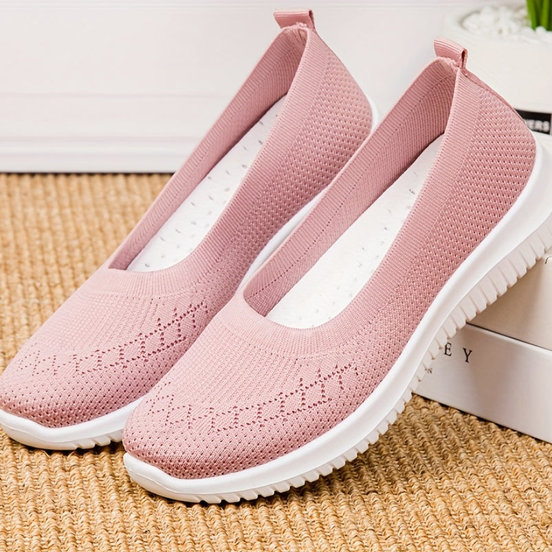 Women's Knitted Slip On Flat Shoes Soft Sole Lightweight Sock Shoes