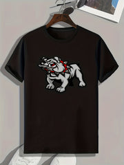 Fierce Dog Print Men's Graphic T-shirt for Summer