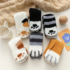 6 Pairs Cartoon Cat Paw Socks for Women