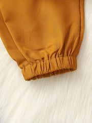 Girl's 2pcs Ribbed Top & Cargo Pants Set - Street Style