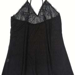 Ruffle Trim Lace Cami Nightdress Women's High Stretch Sleepwear