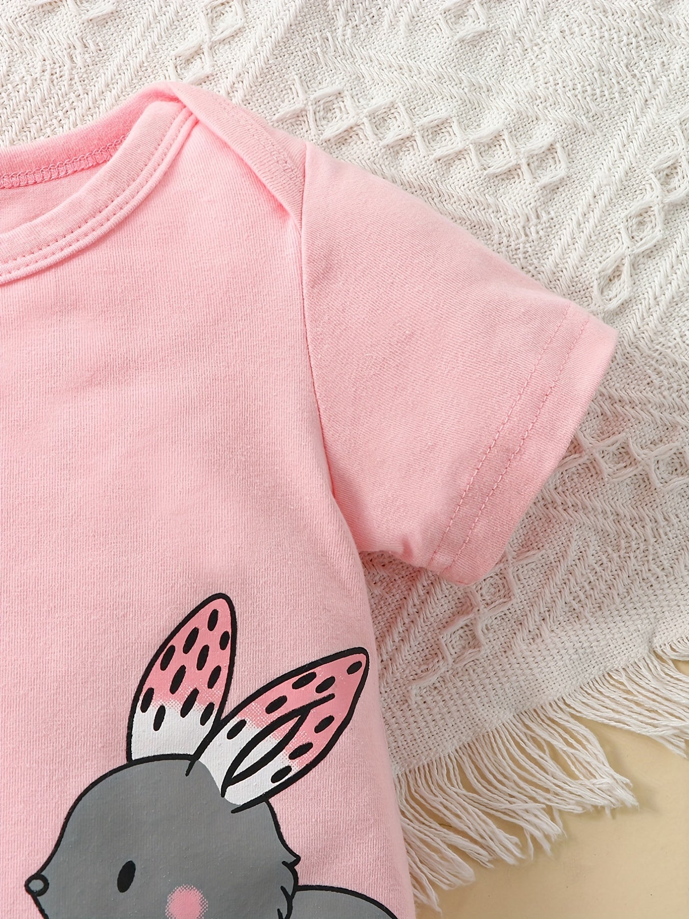 Pink Rabbit Print Baby Girl Bodysuit