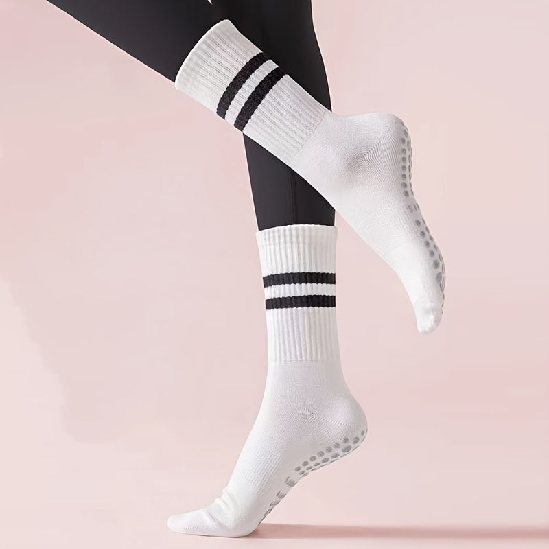 5 Pairs Anti-Skid Yoga Socks Mid-Tube Socks Grips for Pilates Ballet Barre