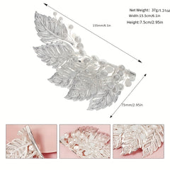 Faux Pearl Metal Leaf Hair Clip Side Clip Prom Party Hair Accessories