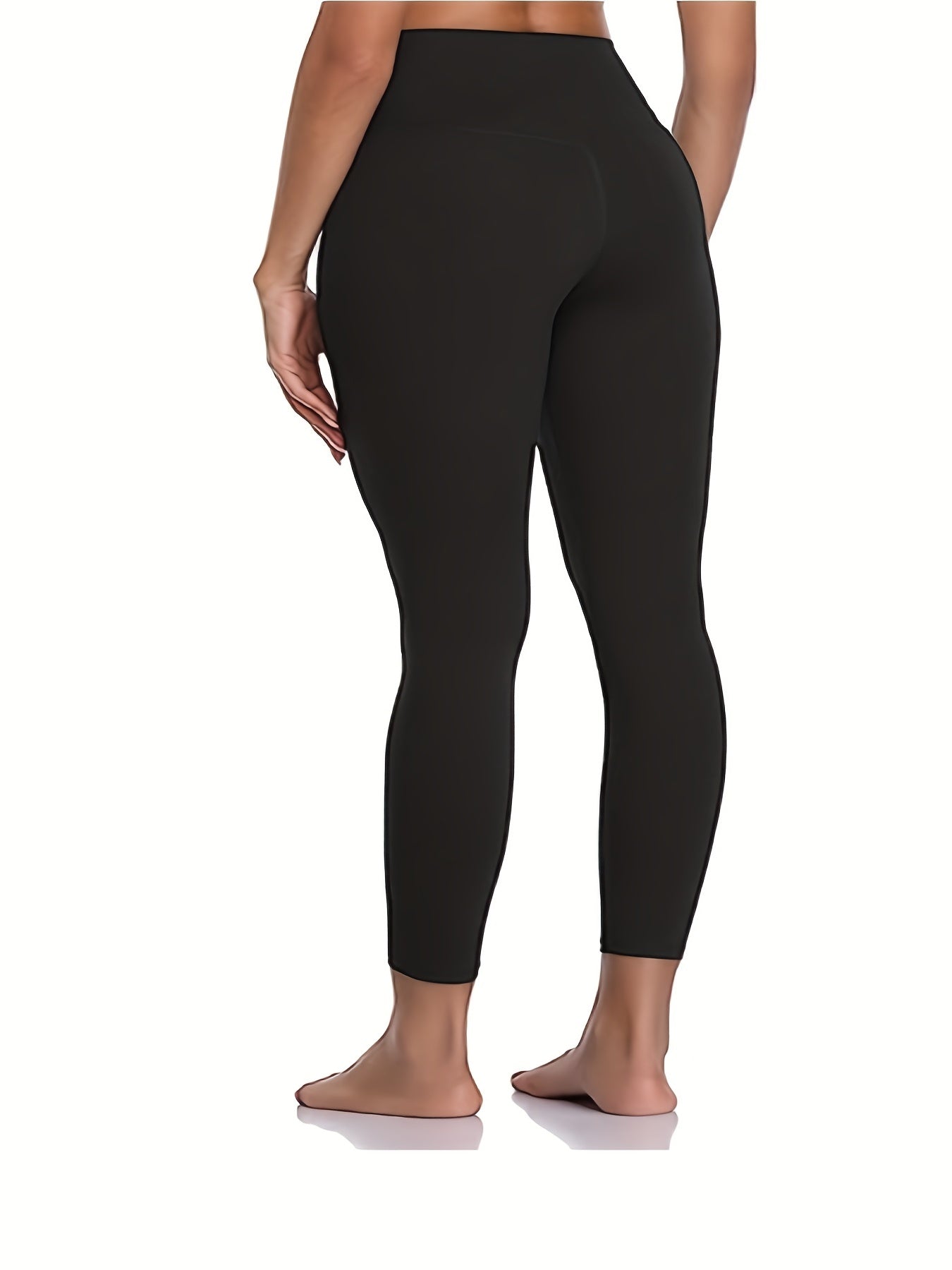 Basic Leggings Women's Plus Solid Soft High Waisted Yoga Fitness Pants