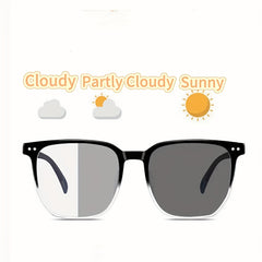 Men's Square Frame Anti Light Glasses with Photochromic Lenses