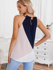 Casual Block Sleeveless Halter Tops for Women