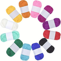 12pcs 10g Mini Acrylic Yarn Cotton Crochet Knitting Wool Yarn Soft DIY Craft