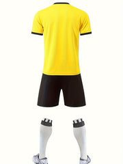 Kids Soccer Jersey & Shorts Set, Quick Dry, Stretchy, Moisture Wicking