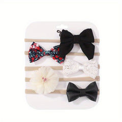 5-Piece Floral Bow Headband Set for Infant & Baby Girls