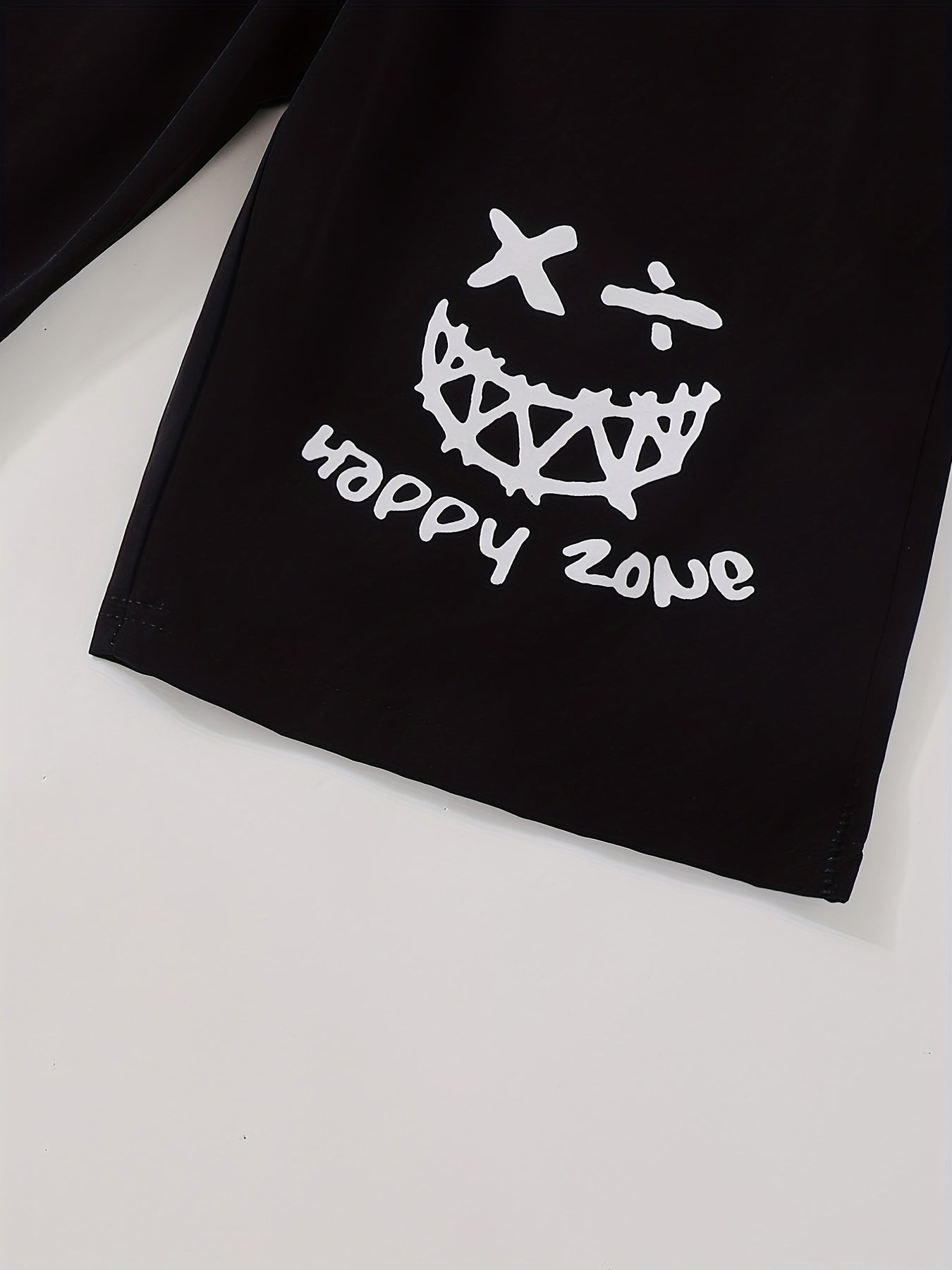 Smile Face And HAPPY ZONE Print Boys Comfortable Shorts