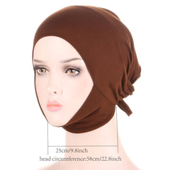 Drawstring Neck Turban Cap Hijab Cap Bonnet Cap Solid Turban Cap