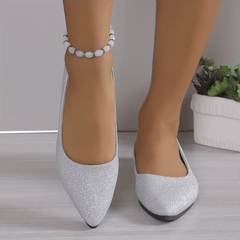 Women's Bling Ballet Flats Pointed Toe Glitter Soft Sole Slip On Shoes