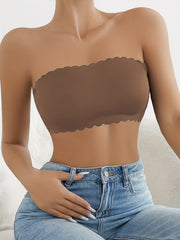Soft Strapless Bandeau Bra with Scallop Trim for Women