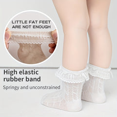 Girls Lace Trim Mesh Ankle Socks for Toddlers