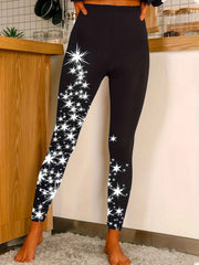 Starry Print High Waist Leggings Slim Fit Summer Leggings