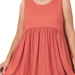 Solid Peplum Tunic Tank Top