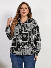 Boho Blouse Women's Plus Paisley & Scarf Print Long Sleeve