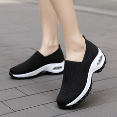 Breathable Textured Knit Slip On Sneakers with Air Cushion