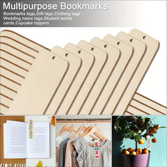 100pcs Wood Blank Bookmarks DIY Wooden Craft Bookmark Rectangle Shape