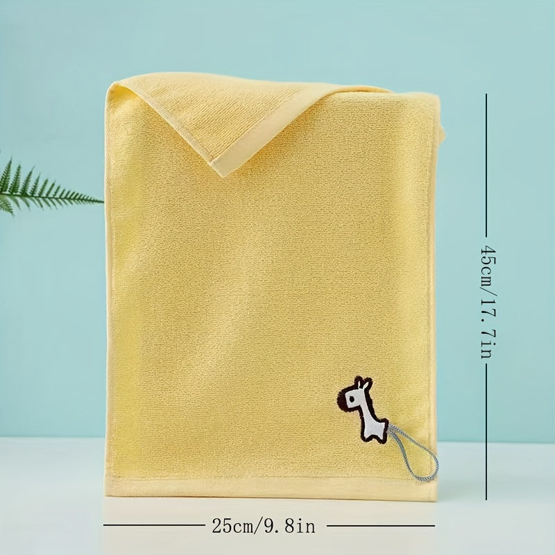 5pcs Cartoon Animal Embroidery Children Face Towel Soft Absorbent Wash Towel