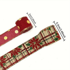 Christmas Red Dots Ribbon Wired Edge Berries Flower Ribbon Xmas Flower Gift Wrap