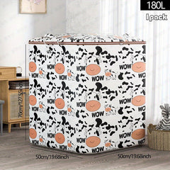 Cartoon Cow Pattern Storage Box Zipper Large Capacity Organizer