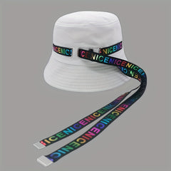 Colorful Ribbon Hip Hop Bucket Hat Solid Kpop Sunscreen Basin Hat