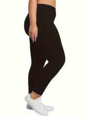 Casual Leggings Women's Plus Solid Elastic High Rise Leggings