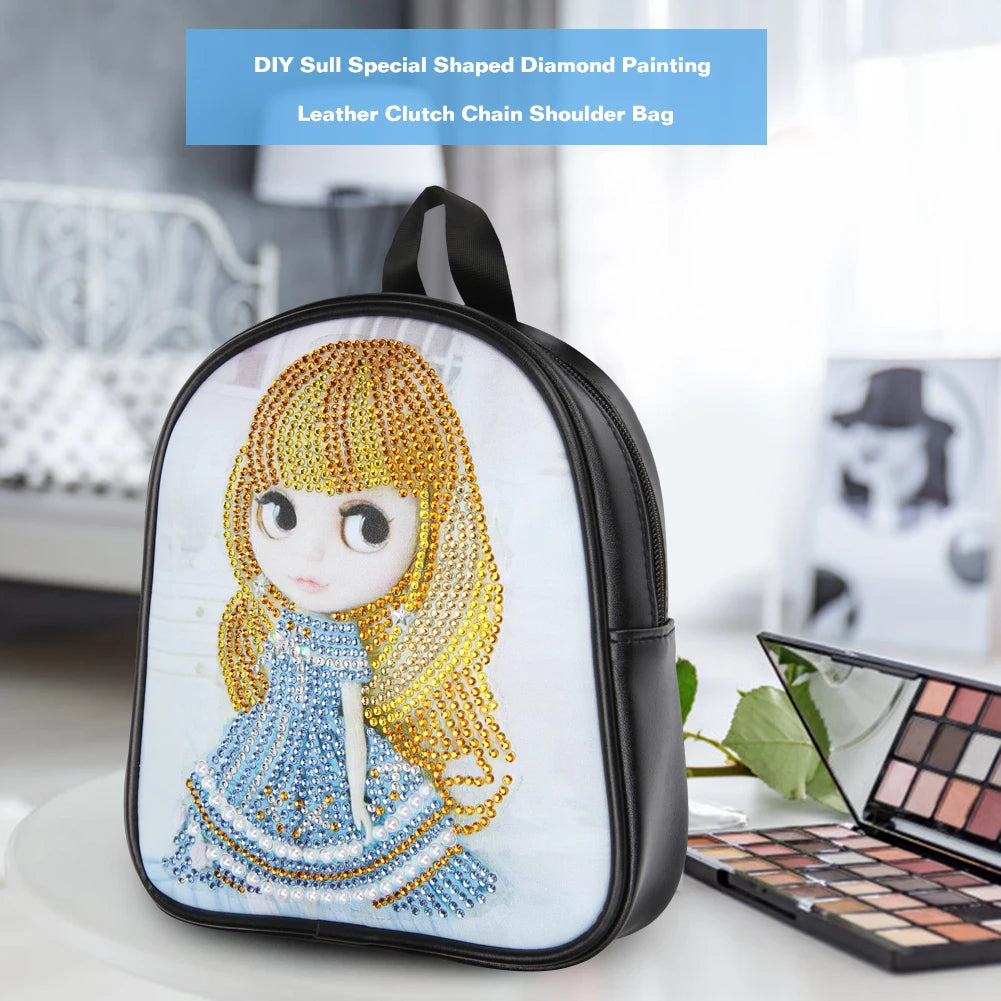Princess Diamond Painting Leather Crossbody Chain Bag DIY Embroidery Purse Pouch