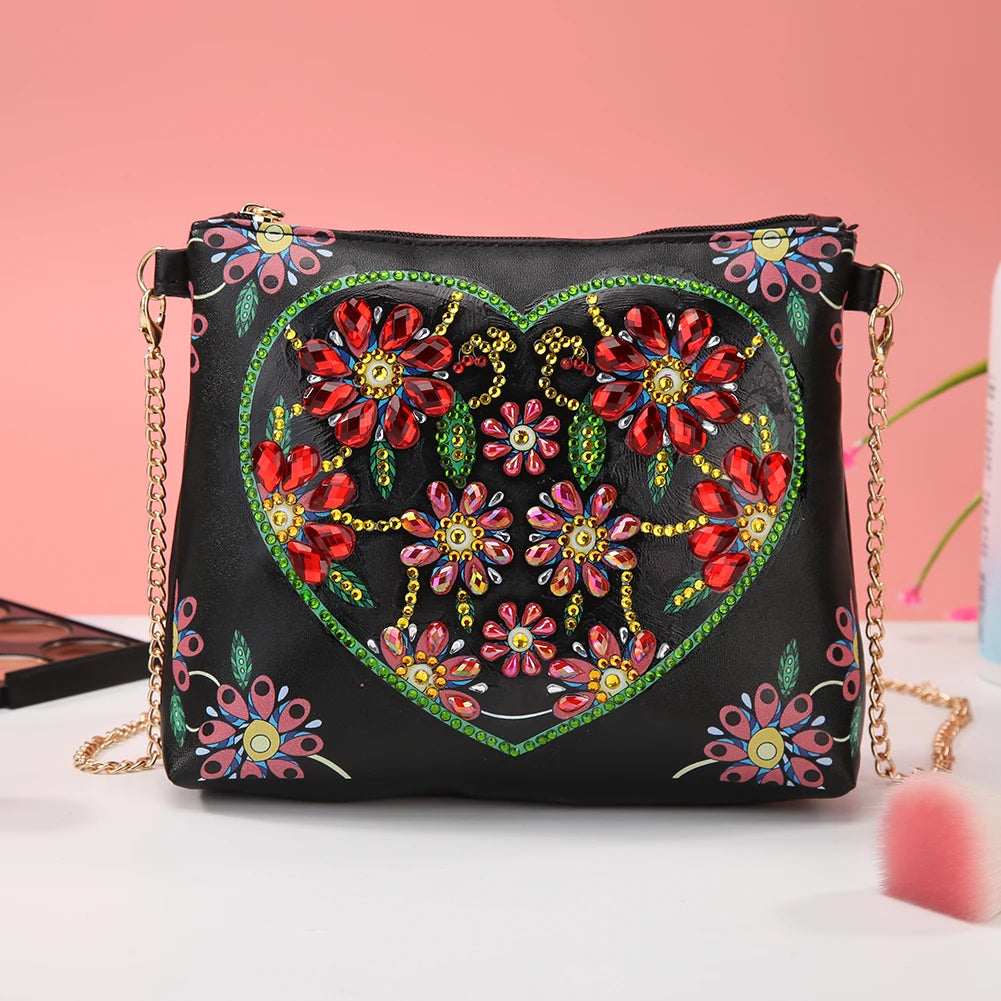 Butterfly Flower Diamond Crossbody Bag DIY Embroidery Purse Pouch