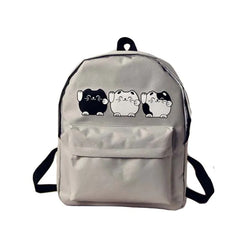 5PCS Harajuku Style Women Canvas Backpacks Cartoon Cat Travel Bag