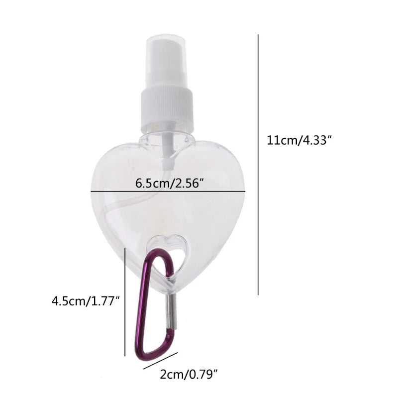 5Pcs 50ml Reusable Heart Spray Bottle Hand Sanitizer Travel Keychain